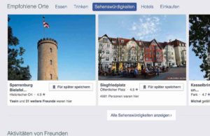 Facebook Whats Around you - Empfohlene Orte - Bielefeld
